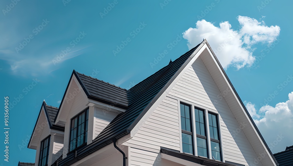 Modern White House with Black Roof and Windows Reaches for the Blue Sky Modern White House with Black Roof and Windows Reaches for the Blue Sky