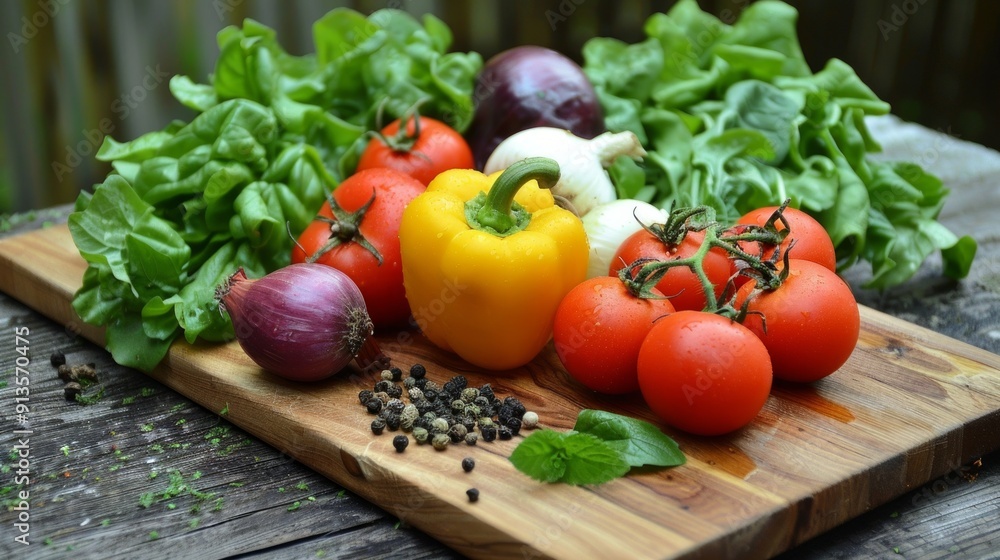 Fresh Vegetables on a Cutting Board Fresh Vegetables on a Cutting Board