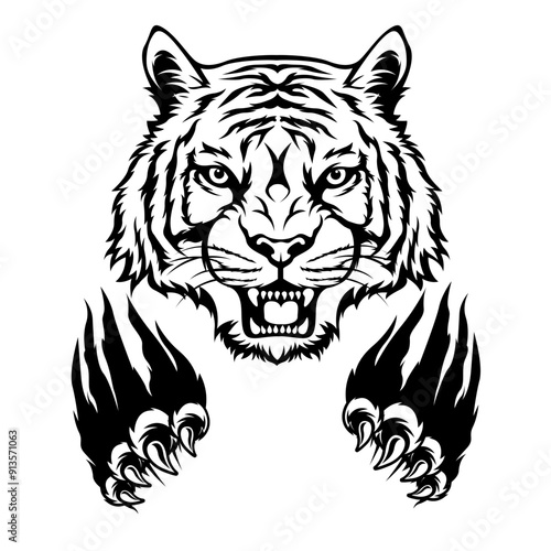 Foto Angry Tiger Scratch | Angry Tiger | Beast Scratch | Wild Animal | Fierce Tigress