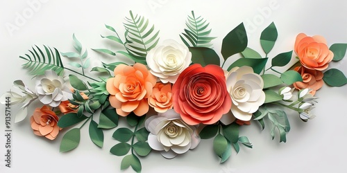 Wallpaper Mural FLOWER PAPER BOUQET WITH GREENERY Torontodigital.ca