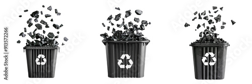 Set of Deprecated projects, symbol, monogram , projects hovering over a trash bin, isolated on a transparent background photo