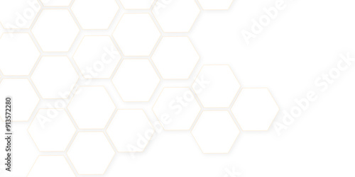 Abstract white hexagon concept background. Seamless pattern with hexagon. Hexagonal white hexagons honeycomb wallpaper. Abstract white lines background.