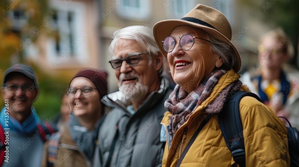 A group of tourists with a guide travel to see the ancient city. A group of tourists with a guide travel to see the ancient city.