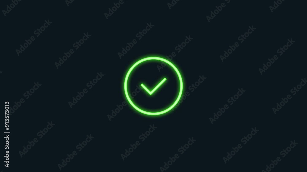 check mark with gears glowing neon line icon animation. 4K video animation check mark with gears glowing neon line icon animation. 4K video animation
