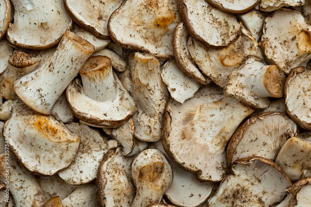 A pile of mushrooms that are stacked together A pile of mushrooms that are stacked together