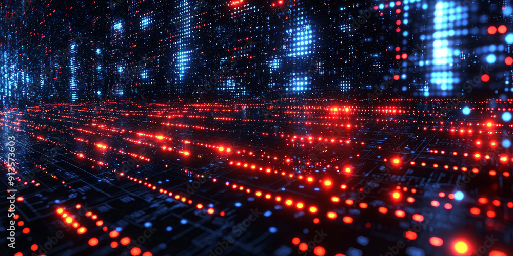 Abstract digital data streams on a dark blue background, conveying the concept of big data and cloud technology Abstract digital data streams on a dark blue background, conveying the concept of big data and cloud technology