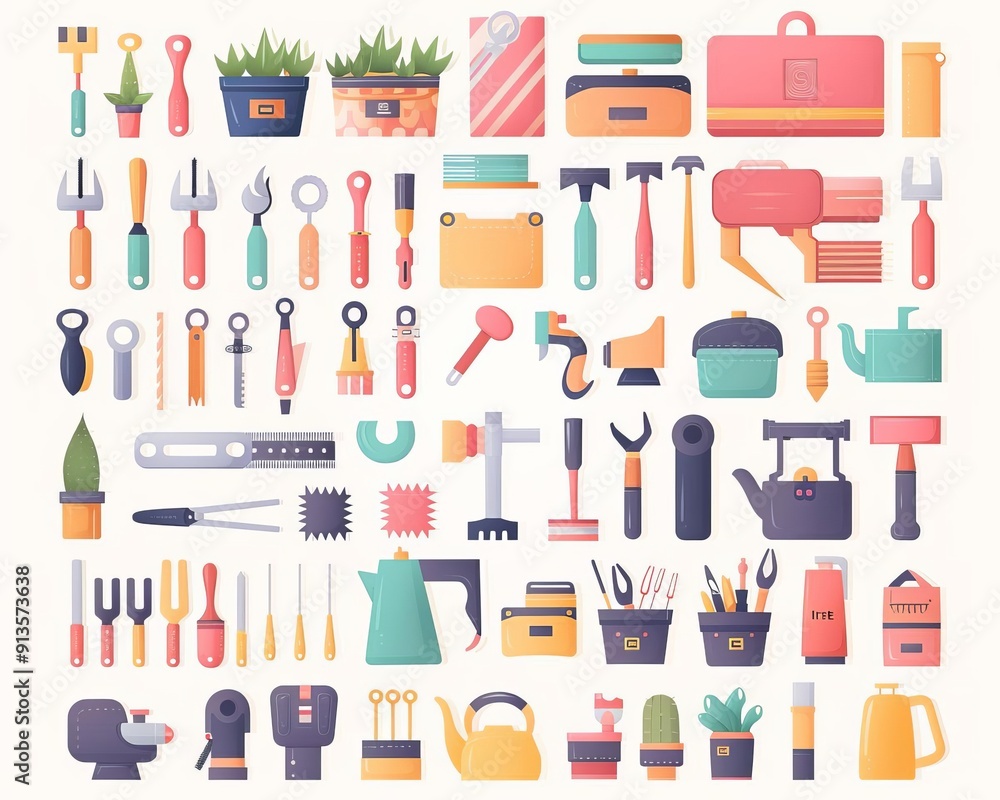 Metalworking tools, creating fashion accessories, flat design illustration Metalworking tools, creating fashion accessories, flat design illustration