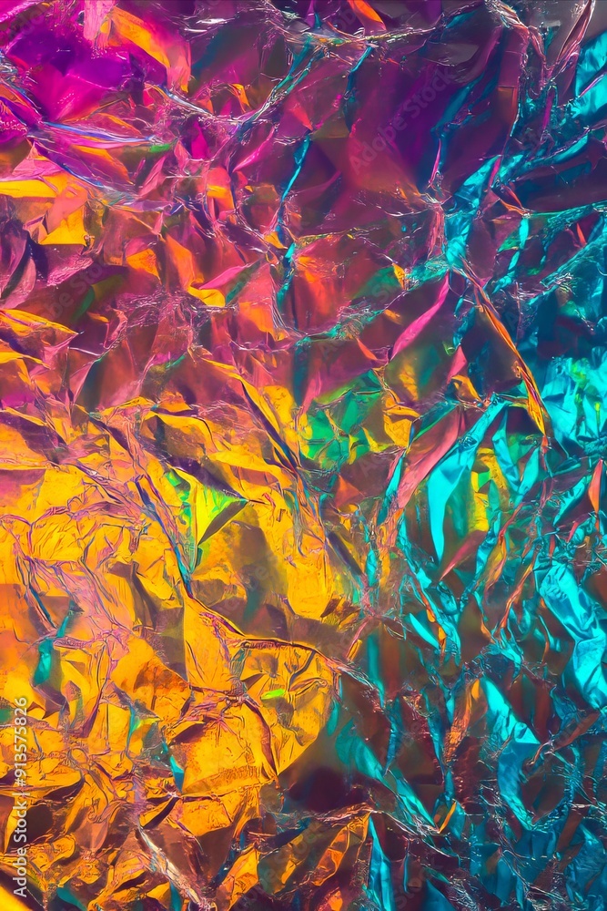 A close up of a crumpled piece of foil on a table A close up of a crumpled piece of foil on a table