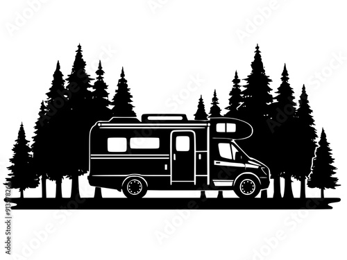 Camper van or travel motorhome  vector illustration