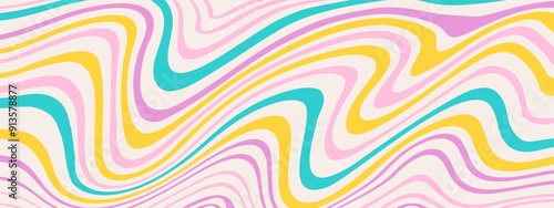 Psychedelic trippy y2k retro background swirl. Simple vector illustration. Groovy wave print. Vintage background. Psychedelic groovy spiral