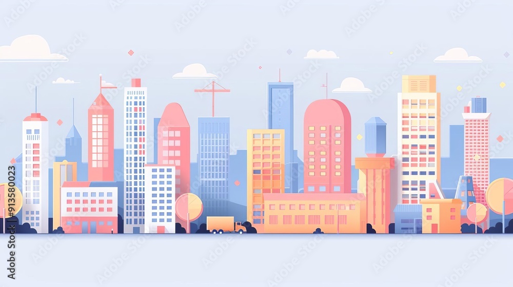 Urban factory district, hightech operations, flat design illustration Urban factory district, hightech operations, flat design illustration