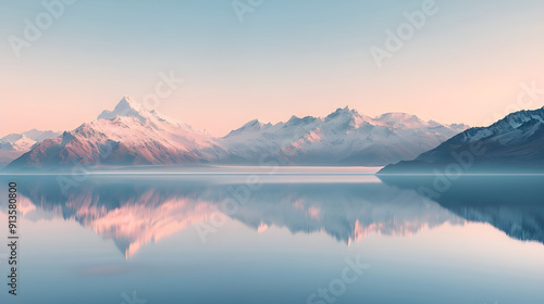 Serene Mountain Reflection in Still Water.