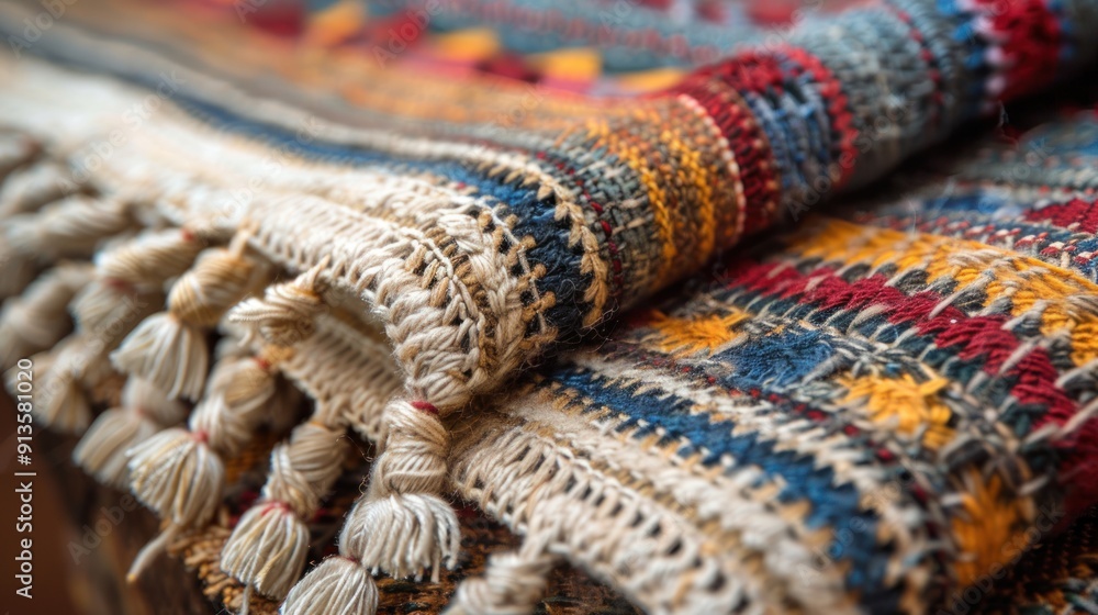 Showing the intricate details of handwoven fabric Showing the intricate details of handwoven fabric