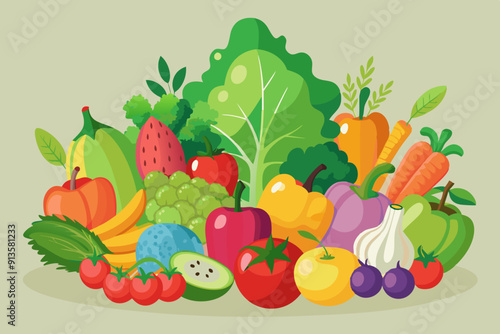 Vegetable Fruit, vector illustration.