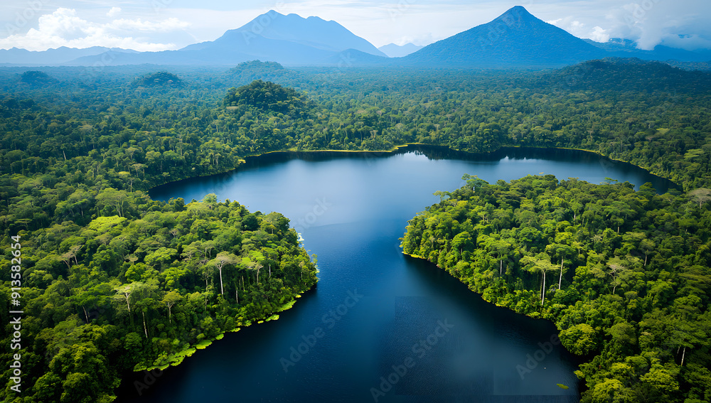 Aerial View of the Amazon Rainforest with Its Many Lakes Aerial View of the Amazon Rainforest with Its Many Lakes