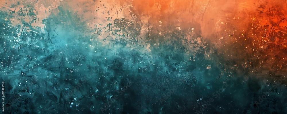 Fototapeta premium Grainy Textured Gradient in Teal and Orange with Black