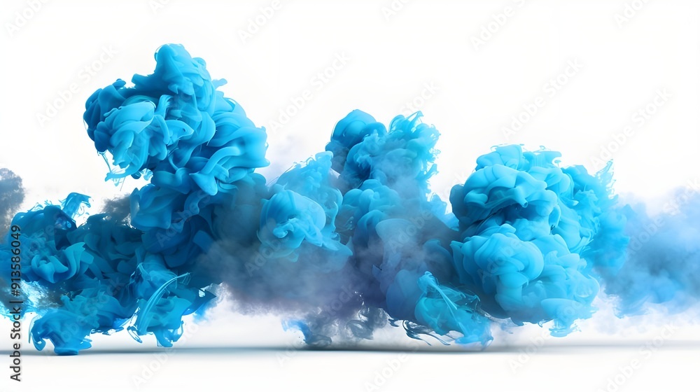 Isolated on a transparent background, a blue smoke explosion border Isolated on a transparent background, a blue smoke explosion border