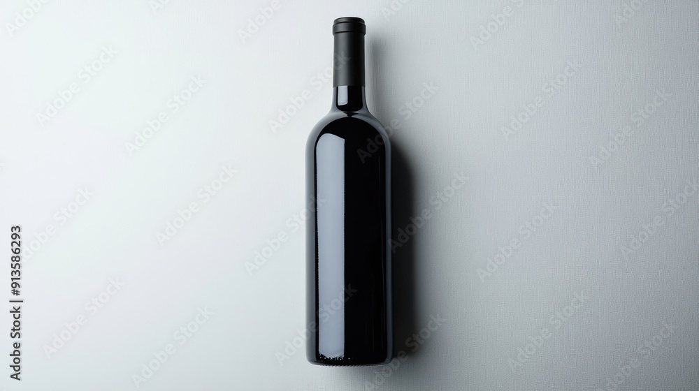 Top view of a single wine bottle on a white background. Sleek and stylish, perfect for wine collections and promotional materials. Top view of a single wine bottle on a white background. Sleek and stylish, perfect for wine collections and promotional materials.