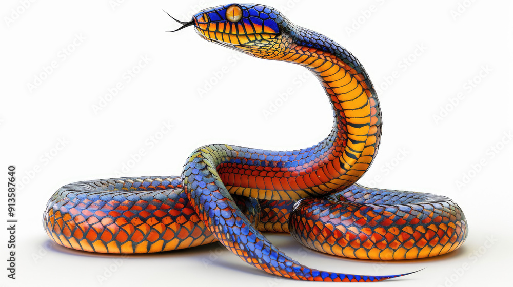 Naklejka premium Multi-colored snake isolated in white background