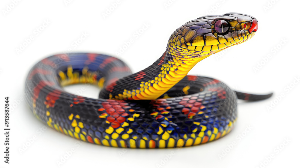 Obraz premium Multi-colored snake isolated in white background