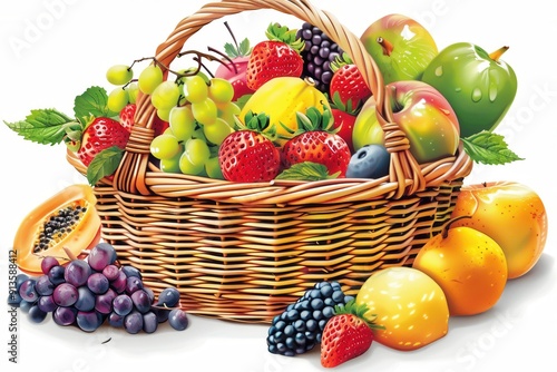 Colorful Fruit Basket. Vibrant and high detailed fruit collection photo