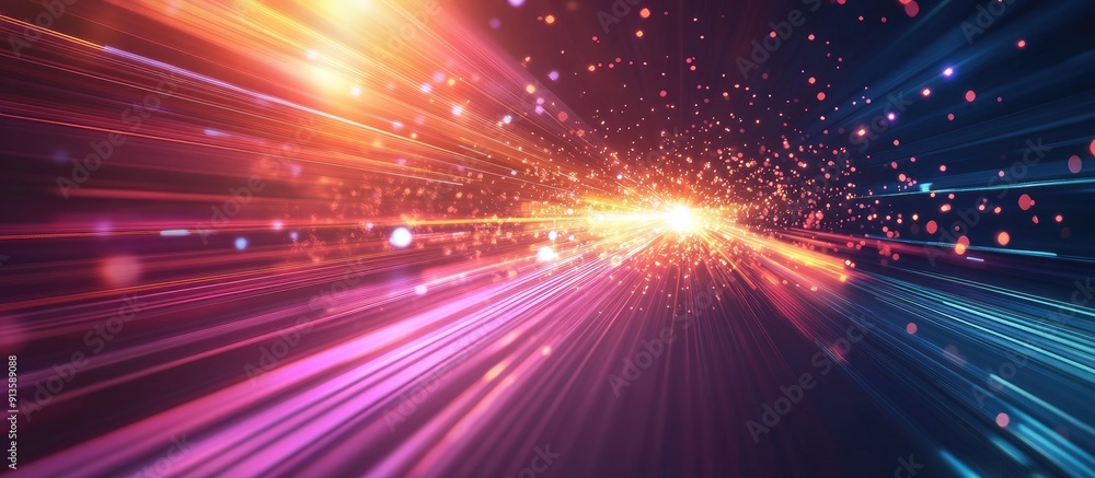 Fototapeta premium Dynamic abstract light glare with a focus on speed and futuristic technology