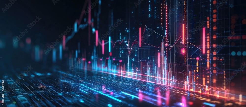 Digital business growth arrow on a dark blue background investment graph showcasing technology circuits for success financial data strategy with market profit charts abstract financial backdrop Digital business growth arrow on a dark blue background investment graph showcasing technology circuits for success financial data strategy with market profit charts abstract financial backdrop
