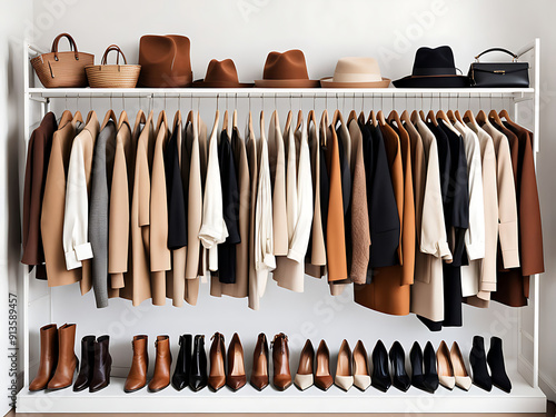 Autumn Fashion Closet for Autumn Weather, Minimal Trend with Natural Colors for Season, ai