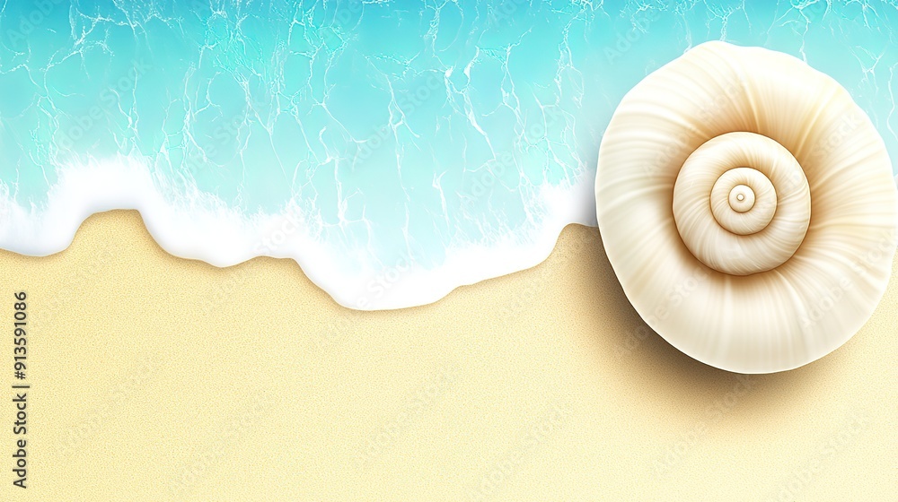 Beautiful Beach Under a Clear Blue Sky with Gentle Waves and a Variety of Shells Beautiful Beach Under a Clear Blue Sky with Gentle Waves and a Variety of Shells