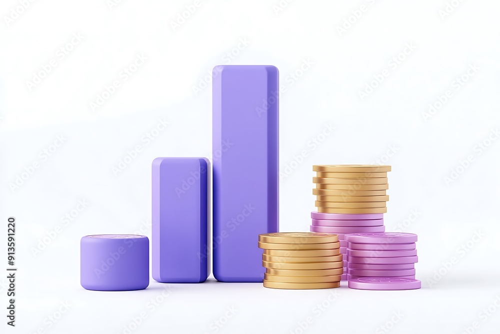 Dollar Financial Success Bar Chart Graph Growing Up. 3d Render Illustration Dollar Financial Success Bar Chart Graph Growing Up. 3d Render Illustration