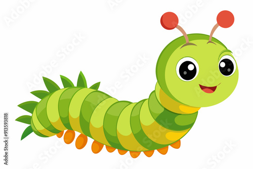 Caterpillar insect cartoon, Vector illustration on a white Background.