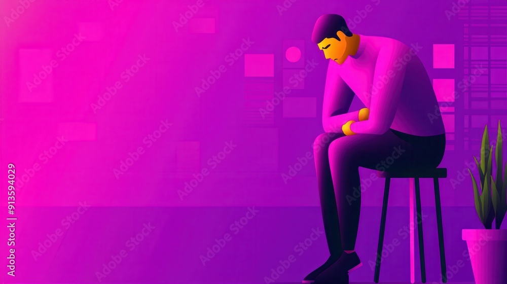 Persistent Stomach Pain and Discomfort Flat Design Illustration with Copy Space for Text Persistent Stomach Pain and Discomfort Flat Design Illustration with Copy Space for Text