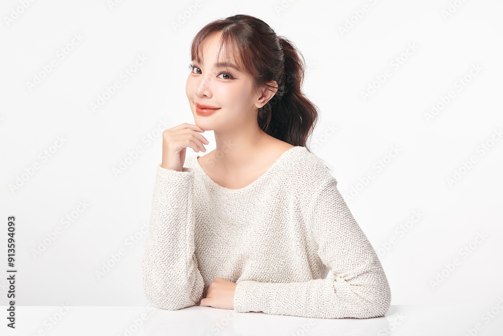 Beautiful young asian woman with clean fresh skin on white background, Face care, Facial treatment, Cosmetology, beauty and spa, Asian women portrait. Beautiful young asian woman with clean fresh skin on white background, Face care, Facial treatment, Cosmetology, beauty and spa, Asian women portrait.
