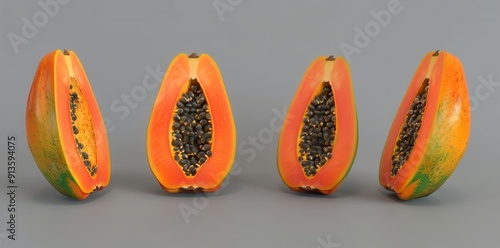 Fresh and Vibrant Papaya. Healthy Fruit Concept photo