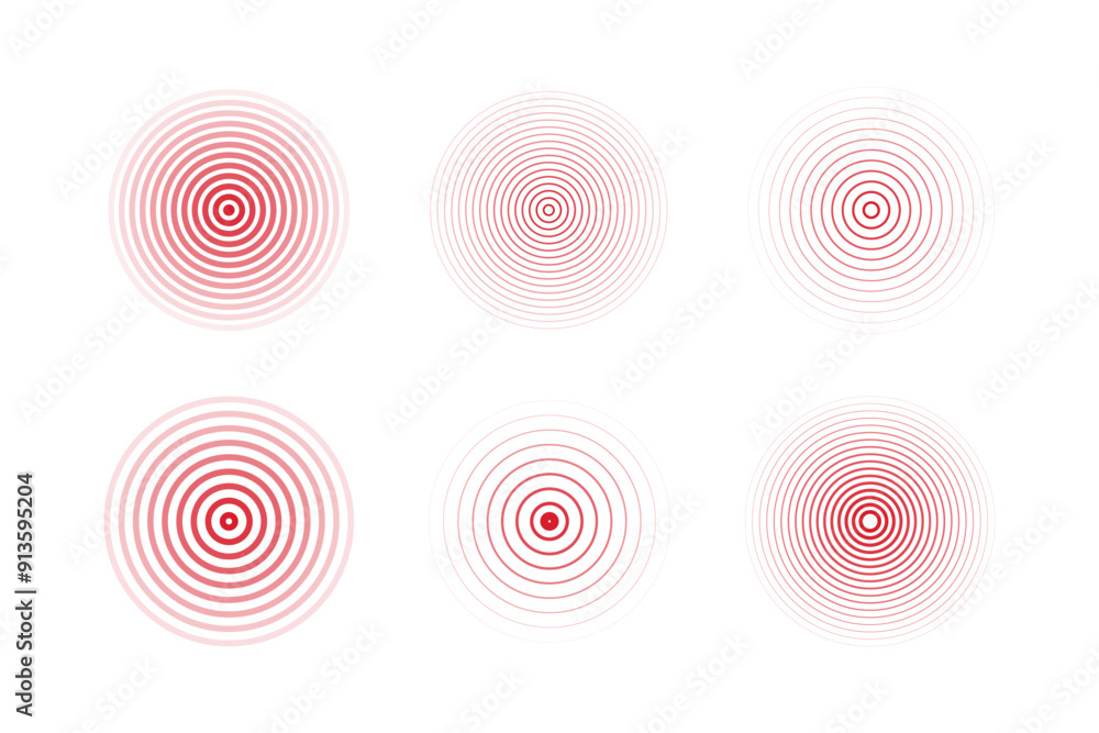 Concentric ripple circles set. Seismic Earthquake alert radar. Radial signal, sonar wave, soundwave rings. touch effect or pulse Concentric ripple circles set. Seismic Earthquake alert radar. Radial signal, sonar wave, soundwave rings. touch effect or pulse