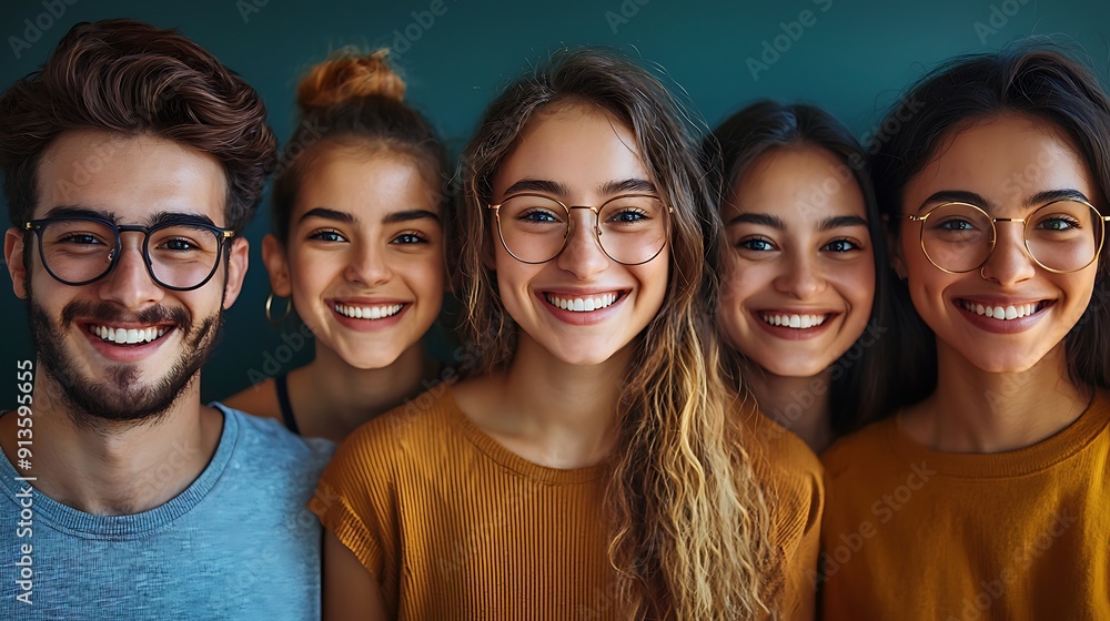 Obraz premium Diverse group smiling, laughing together: friends, family, students, youth enjoying casual fun and happinessDiverse group smiling, laughing together: friends, family, students, youth enjoying casual f