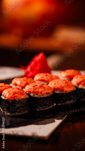 baked sushi on a plate