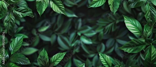 Green leaves and square frame of spring backdrop background. 