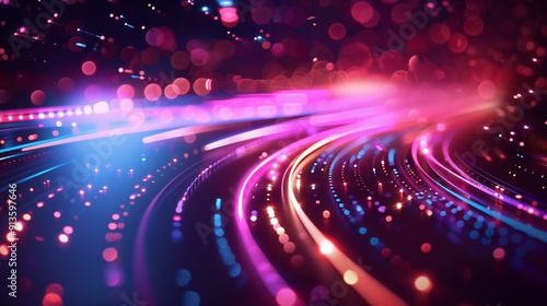 High-tech background with dynamic light trails and vibrant colors