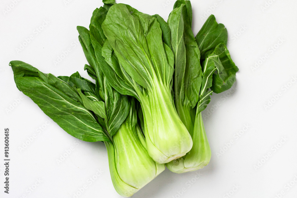 Mustard pakcoy or bok choy isolated over white background Mustard pakcoy or bok choy isolated over white background