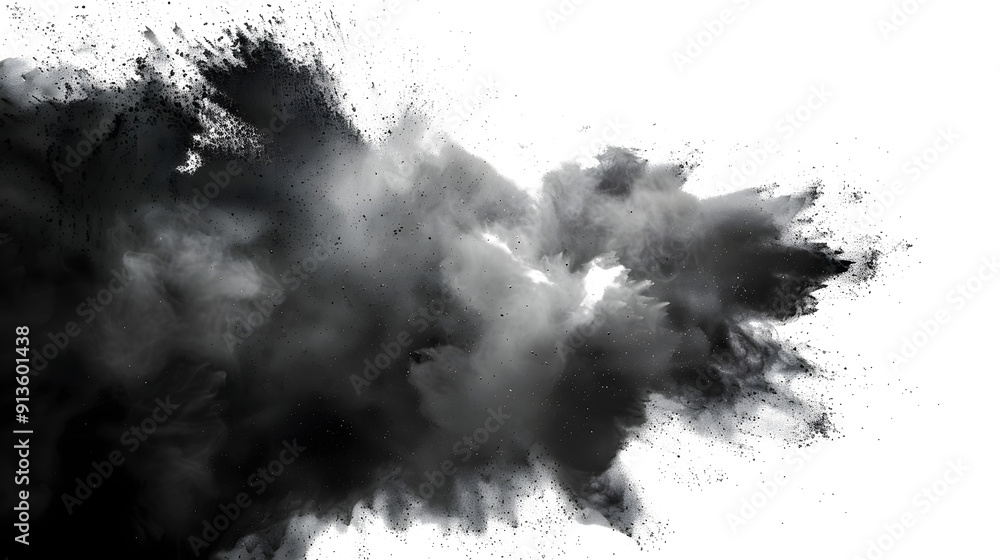 A close-up view of a dust cloud in black and white A close-up view of a dust cloud in black and white