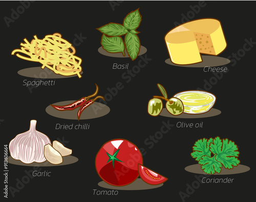 Italian Ingredients Vector
Illustrations commonly used in Italian food menus