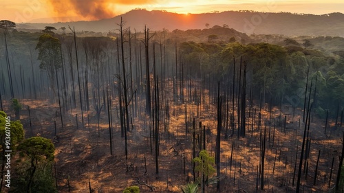 The once pristine rainforest was reduced to rubble after the fires, highlighting the devastation caused by the fires. photo