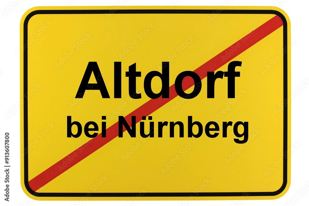 Illustration eines Ortsschildes der Stadt Altdorf bei Nürnberg in Bayern Illustration eines Ortsschildes der Stadt Altdorf bei Nürnberg in Bayern