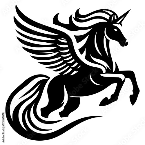 black and white pegasus
