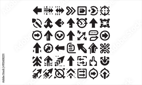  Arrows flat black icons Direction pointers vector icons Big collection Vector set of black arrow signs stock illustration Arrow Symbol, Traffic Arrow Sign, Vector, Icon Symbol, Circl