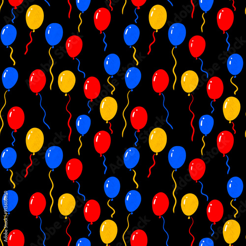 seamless pattern of colourful balloons party background repeatable