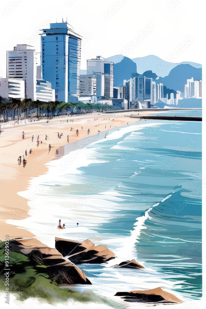 Fototapeta premium the AI Image Generator, sea beach with turquoise water and white sand.