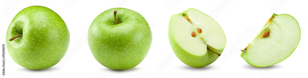 green apples isolated on white background. clipping path green apples isolated on white background. clipping path
