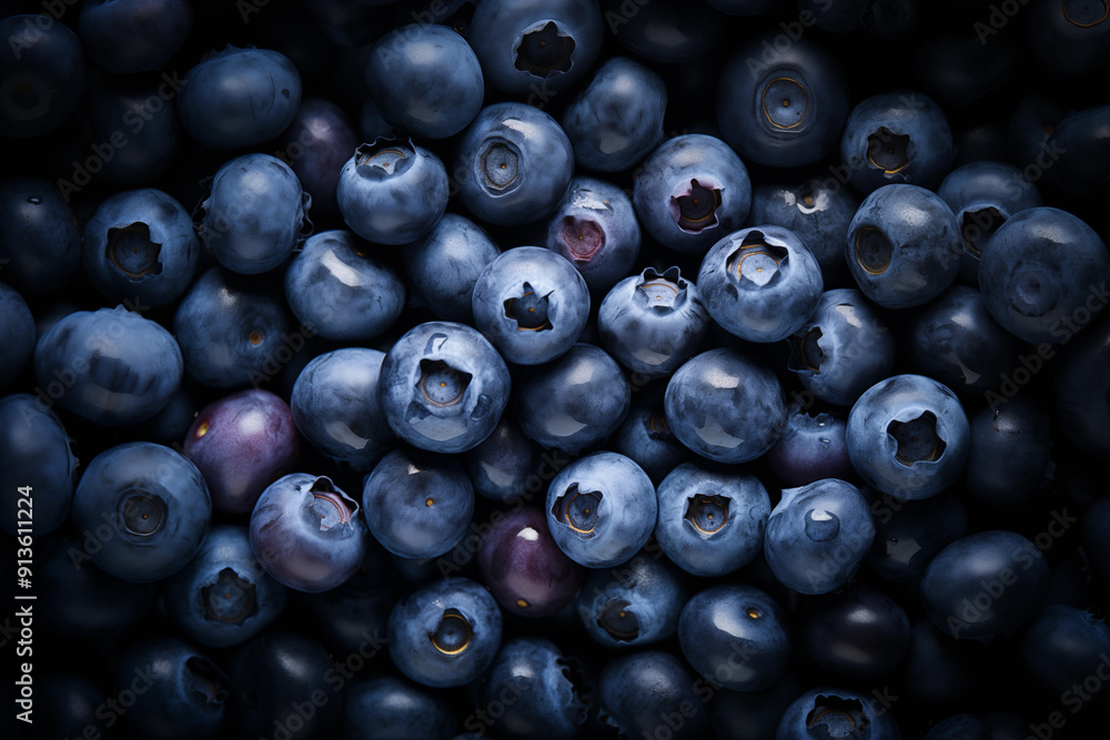 A pile of fresh Blueberry form the background, shown from above A pile of fresh Blueberry form the background, shown from above